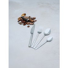 Asya 24 Parça 6 Kişilik Çelik & Sade Tatlı Çatal & Kaşık & Bıçak Takımı