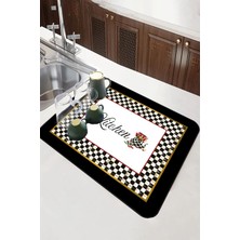 Siyah Mutfak Temalı Microfiber Bulaşık Kurutma Matı MM023