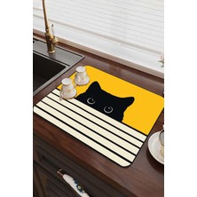Sarı Kedi Temalı Microfiber Bulaşık Kurutma Matı MM015