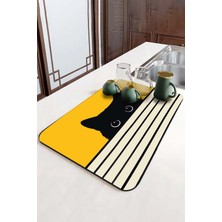 Sarı Kedi Temalı Microfiber Bulaşık Kurutma Matı MM015