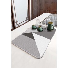 Gri Geometrik Microfiber Bulaşık Kurutma Kurulama Matı MM006