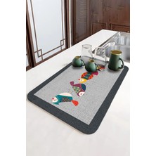 Gri Papağanlı Microfiber Bulaşık Kurutma Kurulama Matı MM022