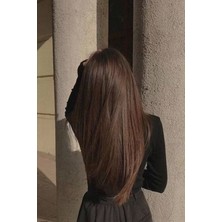 Zeysum Kahverengi Düz Çıtçıtlı Saç Postiş 60 cm Fiber Sentetik 110 GR Isıya Dayanıklı