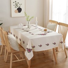 GM Home Pembe Kanaviçe Dertsiz Kumaş Dijital Baskı Masa Örtüsü