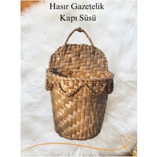 Ss Eral Koop Hasır Sepet (Gazetelik) Kapı Süslü /Dekoratif Çok Amaçlı /Doğal El Yapımı Hasır Hediyelik Model