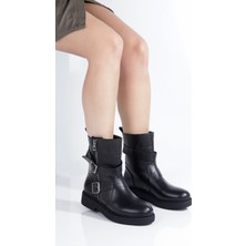 Odette Hakiki Deri Kısa Topuklu Taşlı Günlük Bot