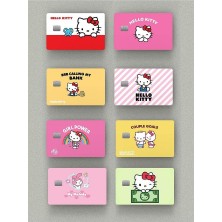 8'li Hello Kitty Set Çipli Veya Çipsiz Kart, Kredi Kartı, Akbil Kaplama Stickerı