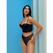 Shy Lola Lingerie Destekli Siyah Hologram Bustiyer Takım /iç Çamaşırı Takımı