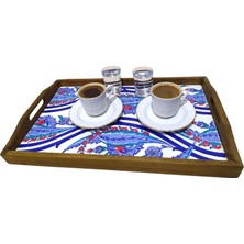 Artwooden Ahşap Seramikli Çini Desenli Sunumluk Tepsi