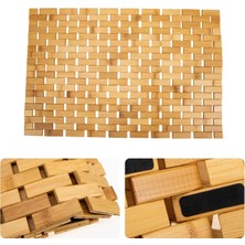 Meturas Bambu Kaymaz Banyo ve Duş Matı | 40X60 cm | Suya Dayanıklı Ahşap Banyo Paspası