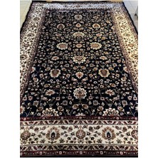 Padişah Asaryün Halı Ipek H5500L Lacivert Ipeksi Geleneksel Renkli Göbekli Klasik Desen Salon Halısı Modern