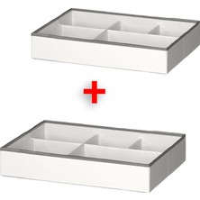 IKEA 2 Adet Çekmece Içi Bölmeli Düzenleyici 50 x 35 x 9  cm  Ikea 2'li Set 5 Bölmeli Düzenleme Kutusu Polyester Beyaz Organizer