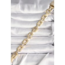 Pirinç Gold Renk Zirkon Taş Detaylı Kare Zincir Model Xuping Vıp Exculusive Seri Kadın Bileklik