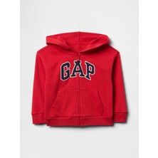 Erkek Bebek Kırmızı Gap Logo Relaxed Fermuarlı Sweatshirt