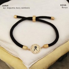 Altın Plakalı 14 Ayar Güneş Desenli Burç Sembollü Bileklik, Siyah Örgü Det Ayıyla Gençlere ve Ergenlere Benzersiz ve Kişisel Bir Hediye!