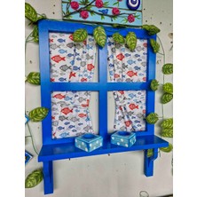 Nsn Ahşap Dünyası Ahşap Dekoratif Pencere Tasarımı,Balkon Duvarları ve Bahçeler İçin, 50×70 cm ,Tamamı El Boyaması