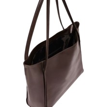 Kadın Kahverengi Çift Saplı Fermuarlı Shopper Çanta