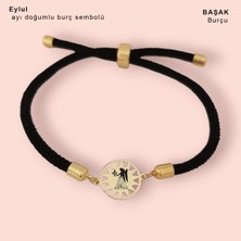 14 Ayar Plakalı Altın Güneş Desenli Burç Sembollü Bileklik, Siyah Örgü Det Ayıyla Gençlere ve Ergenlere Benzersiz ve Kişisel Bir Hediye!