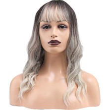 Colezium Dalgalı Kısa Perçemli Fiber Sentetik Peruk / Ombre ve Röfleli