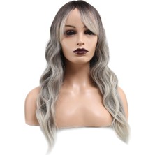 Colezium Dalgalı Perçemli Fiber Sentetik Orta Boy Peruk / Ombre ve Röfleli