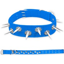 Atik Camp Dokuma Çivili Köpek Boyun Tasması - 5*80 cm - Mavi