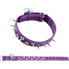 Dokuma Çivili Köpek Boyun Tasması - 5*80 cm - Mor