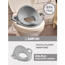 Babylike Çocuklar Için Tuvalet Eğitim Seti- Kaydırmaz Katlı Basamak ve Kulplu Klozet Adaptörü&koltuğu
