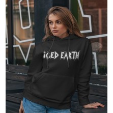 Butişört Iced Earth - The Dark Saga' Baskılı Hoodıe & Dar Kalıp Sweatshırt