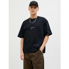 Jack & Jones Jcodynamıc Scrıpt Tee Ss Crew Neck Erkek Siyah Tshirt 12273310-02