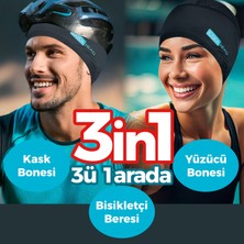 iCool Head Bisikletçi Beresi, Yüzücü Bonesi, Deniz Bonesi, Havuz Bonesi, Kask Beresi, Yürüyüş Başlığı (Siyah)