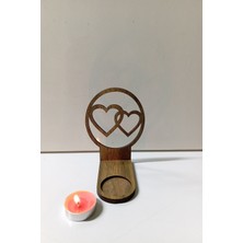 Büro Ev Dekoru Için Mumlu Kalp Projeksiyon Gölgelikli Kahve Ahşap Mumluk