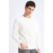 DeFacto Regular Fit Bisiklet Yaka Dokulu Jakarlı Sweatshirt D7549AX25SP