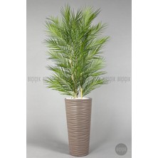 Biçiçek Yapay Areka Ağacı Palmiye Ağacı 33 Yapraklı Bambu Gövdeli Beyaz Kumsal Saksı Salon Çiçeği 150 cm