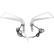Chronos Softail Sportster ile Uyumlu LED Sinyal Işıklı Motosiklet Orak Dikiz Yan Aynası, Gümüş (Yurt Dışından)