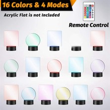 18 Parça 3D Gece LED Işık Lamba Tabanı 16 Renk Taban, Akrilik ve Reçine Cam Için Dekoratif (Siyah) (Yurt Dışından)
