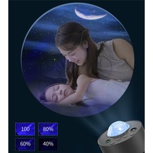 Yıldızlı Projektör Galaxy Gece Lambası, Bluetooth Hoparlörlü Projeksiyon Lambası Uzaktan Müzik Dekoru-Siyah (Yurt Dışından)