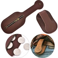 Loveshopping* Gizli Retro Bozuk Para Cüzdanı Hakiki Fermuarlı Deri Raket Jack Sap Büyük Kapasiteli Kemer (Yurt Dışından)