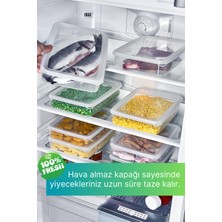 4 Adet Derin Dondurucu Buzluk Saklama Kabı Seti 2,3 Lt Şeffaf- Buzdolabı Düzenleyici -Dipfriz