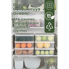 6 Adet Buzdolabı Düzenleyici Saklama Kabı Seti 3,5 Lt Şeffaf-Dipfrize Girebilen Saklama Kabı