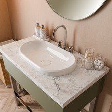 Livabo Zana 370 x 640 x 130 mm Tezgah Üstü ve Ankastre Uyumlu Akrilik Banyo Lavabosu
