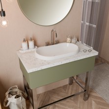 Livabo Zana 370 x 640 x 130 mm Tezgah Üstü ve Ankastre Uyumlu Akrilik Banyo Lavabosu