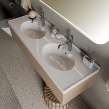 Livabo Marın 500 x 1500 mm Çift Hazneli Etajerli Akrilik Banyo Lavabosu