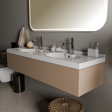 Livabo Marın 500 x 1500 mm Çift Hazneli Etajerli Akrilik Banyo Lavabosu