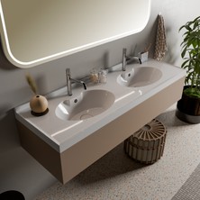 Livabo Marın 500 x 1500 mm Çift Hazneli Etajerli Akrilik Banyo Lavabosu