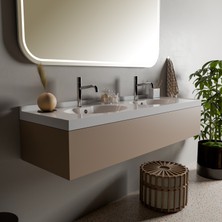 Livabo Marın 500 x 1500 mm Çift Hazneli Etajerli Akrilik Banyo Lavabosu
