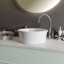Livabo Roza 400 x 150 mm Desenli Tezgah Üstü Akrilik Banyo Lavabosu