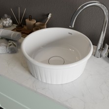 Livabo Roza 400 x 150 mm Desenli Tezgah Üstü Akrilik Banyo Lavabosu