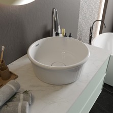 Livabo Roza 400 x 150 mm Desenli Tezgah Üstü Akrilik Banyo Lavabosu