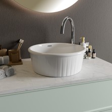 Livabo Roza 400 x 150 mm Desenli Tezgah Üstü Akrilik Banyo Lavabosu