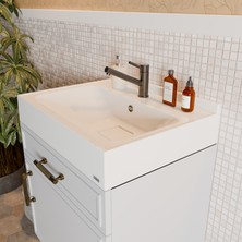Livabo Helia 450 x 600 mm Etajer ve Tezgah Üstü Uyumlu Akrilik Banyo Lavabosu